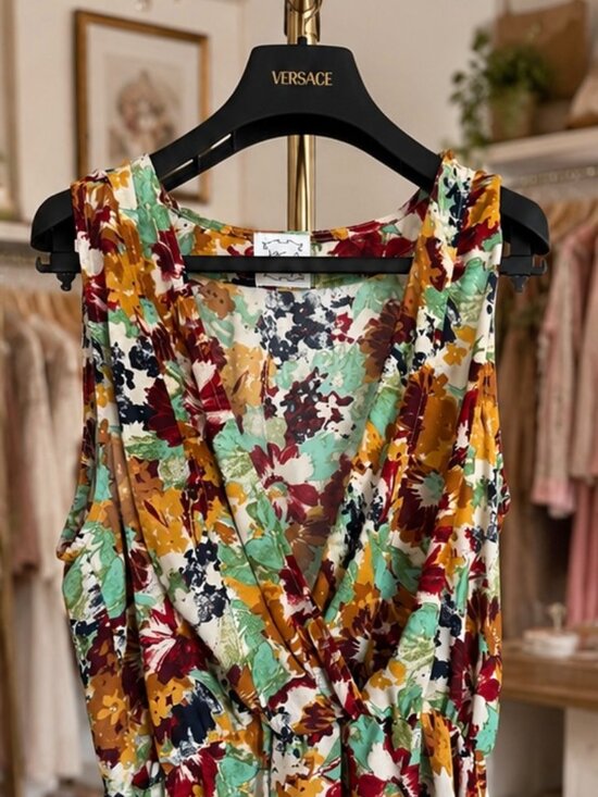Kit and Sky Tops - Kit & Sky Multicolor Floral Wrap-Front Peplum Top